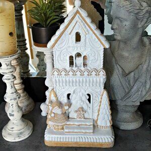 NEW! EXQUISITE MASSIVE 18" TALL FROSTED Gingerbread HOUSE